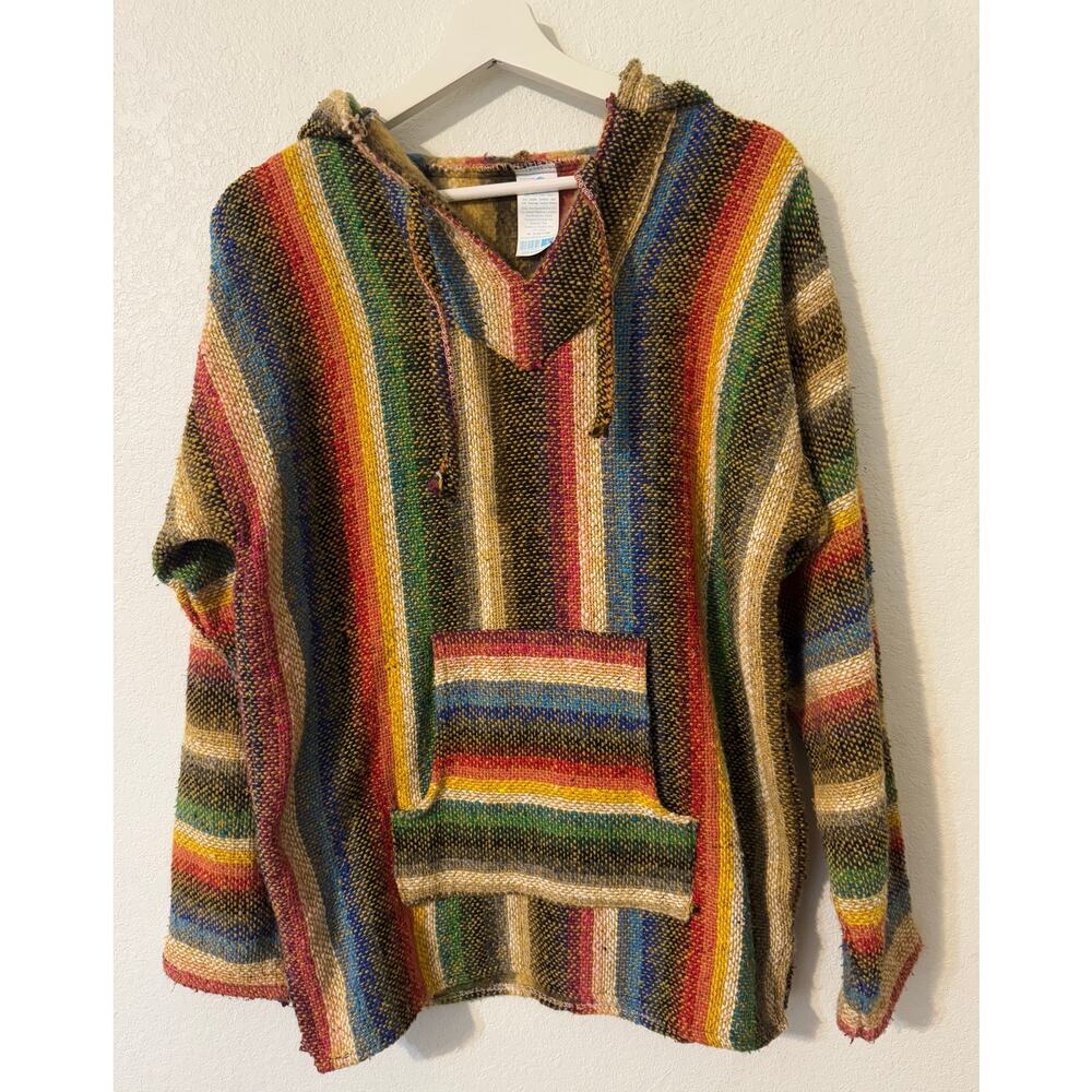 La Malinche Women's Large Striped Aztec Styled‎ Hoodie Size Large